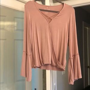 American eagle pink long sleeve top